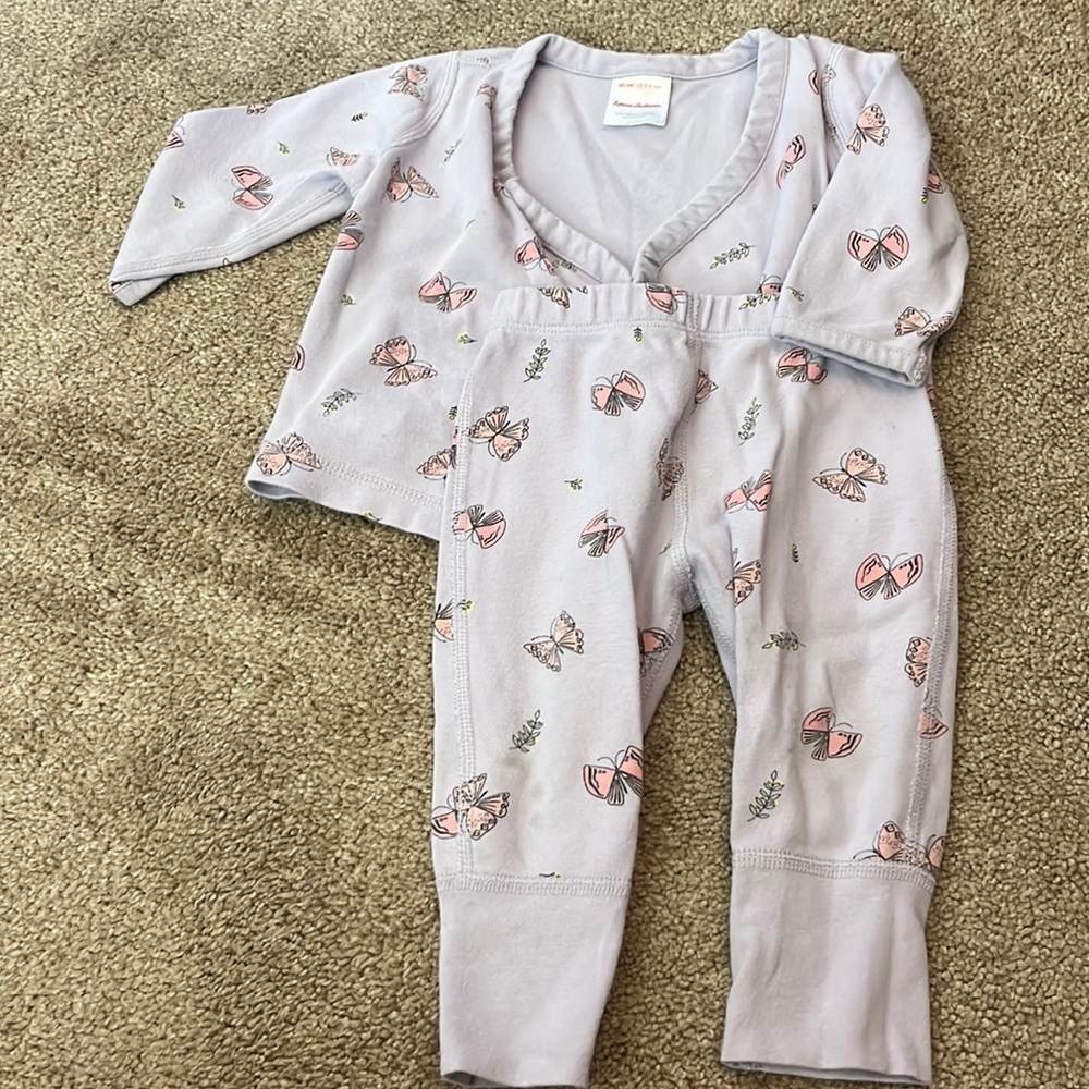 Hanna Anderson girls butterfly 2 piece set 3-6 months